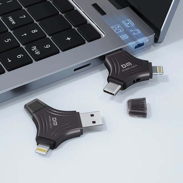DM APD006 128GB 3 in 1 USB 3.0 Fasionable Triangle Pendrive For IOS, PC, Maccbook 128 GB OTG Drive Compatible with Desktop Computer, Audio Player, Mobile, Netbook, Tablet, Television USB 3.0 Metal Case - Image 3
