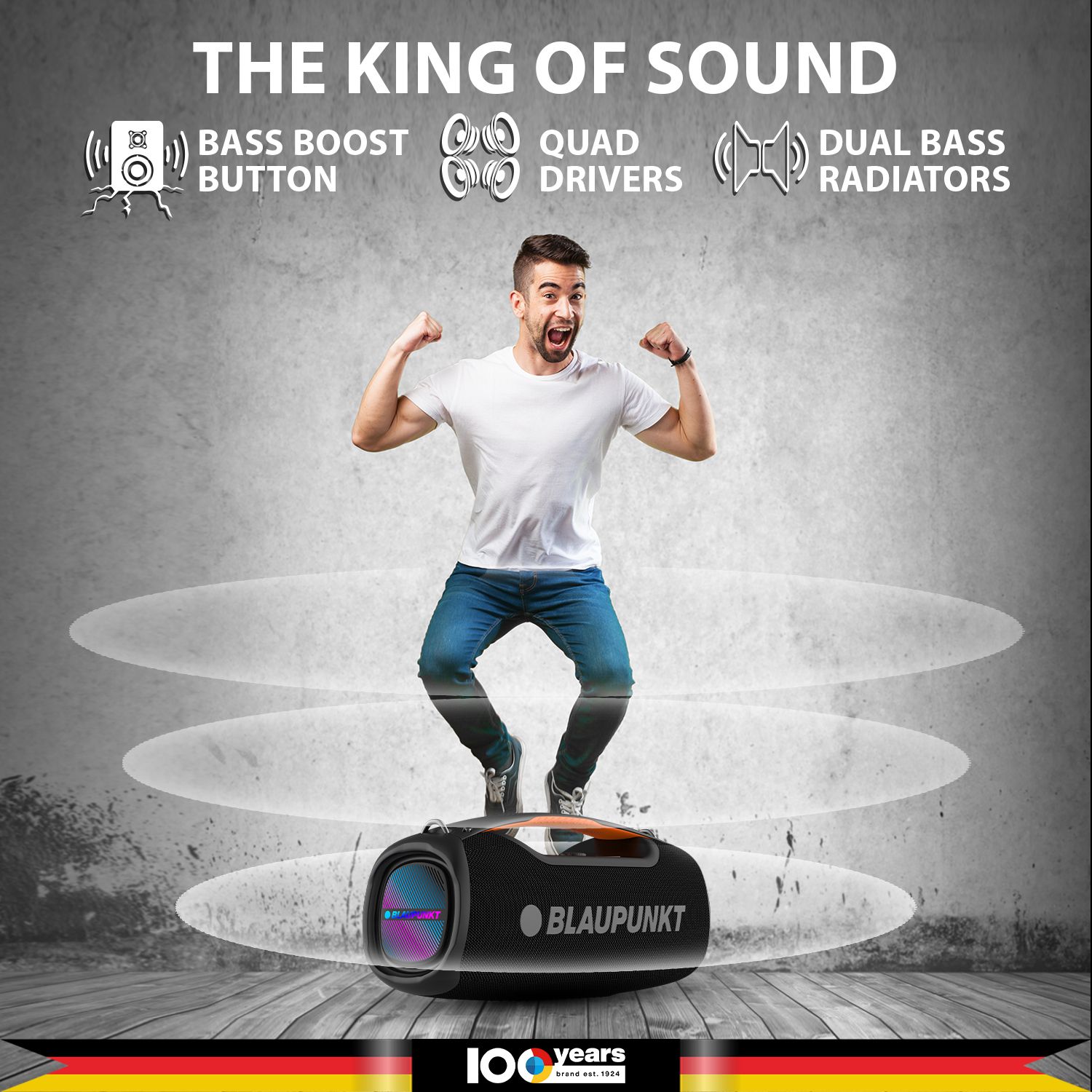 Blaupunkt Atomik Knightz 100W King of Boombox I 9 Aura Lights I BT Party Speaker 100 W Bluetooth Party Speaker (Black, Stereo Channel) - Image 4
