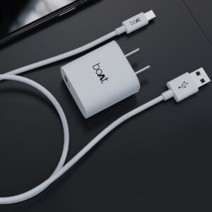 boAt 18W Power WCD QC3A Charger combo (Type C ) (White, Cable Included)