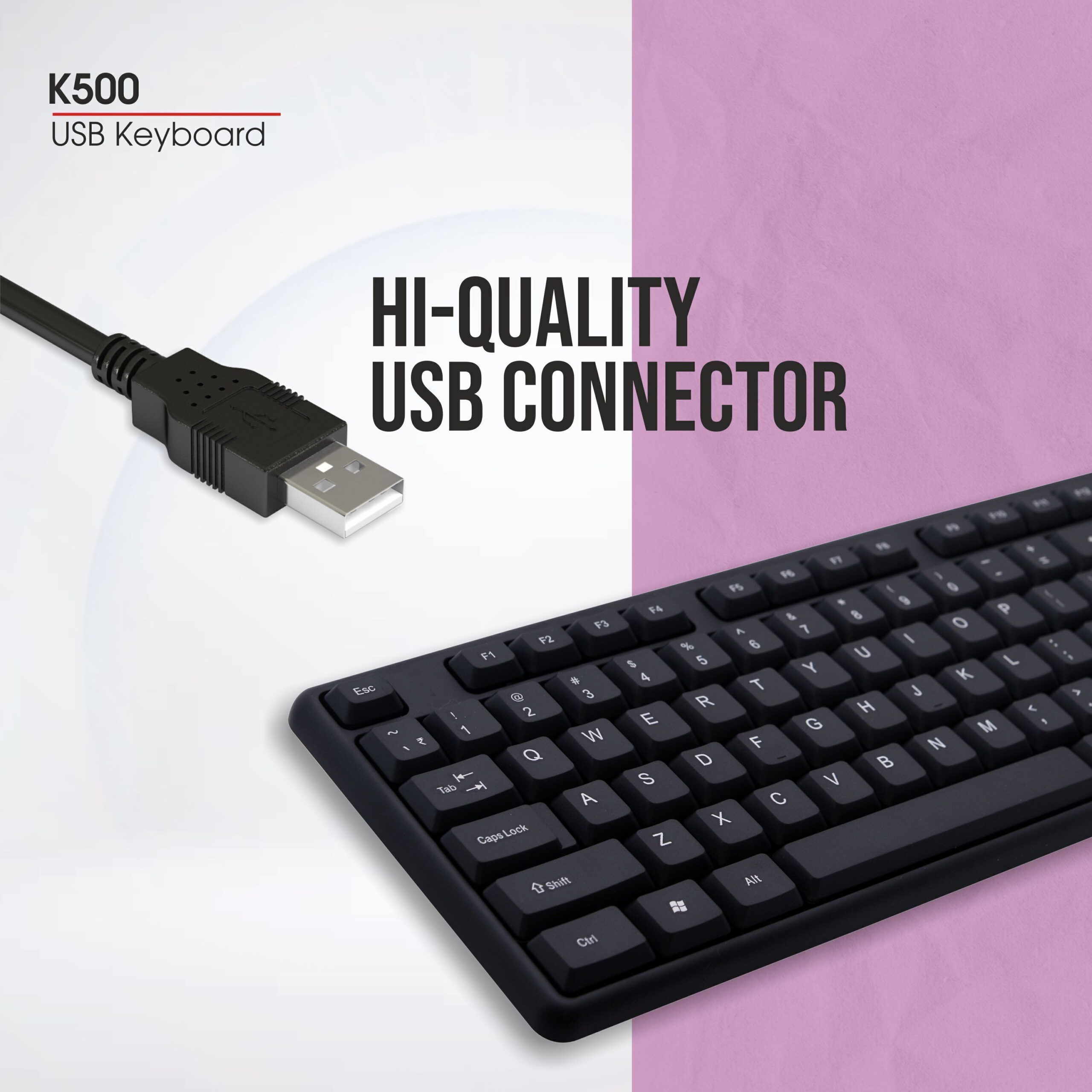 zebion K500 USB Keyboard Wired USB Standard Multi-device Keyboard Compatible with Desktop, Laptop, Mac Easy to Use,Plug and Play,Quick, Comfy Durable body (Black) - Image 2